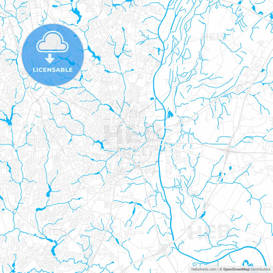 Fayetteville, North Carolina, United States, PDF vector map with water in focus