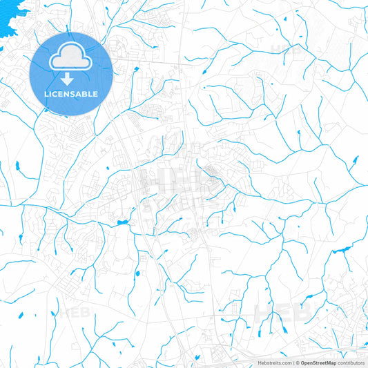 Huntersville, North Carolina, United States, PDF vector map with water in focus