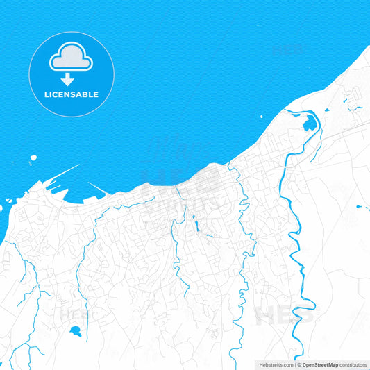 New Plymouth, New Zealand PDF vector map with water in focus