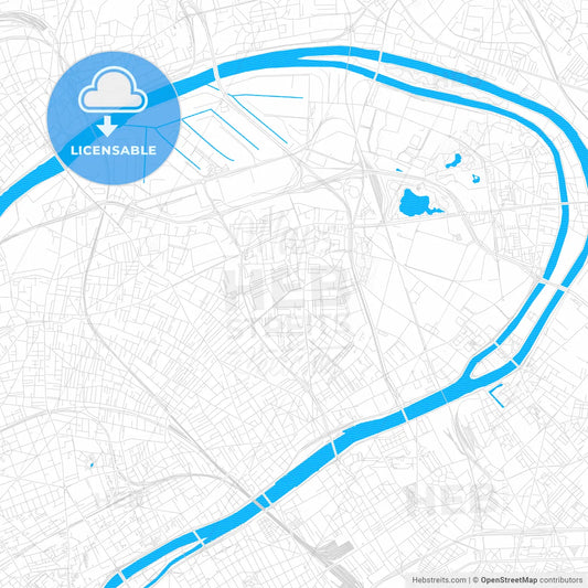 Gennevilliers, France PDF vector map with water in focus