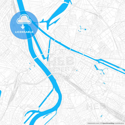 Mannheim, Germany PDF vector map with water in focus
