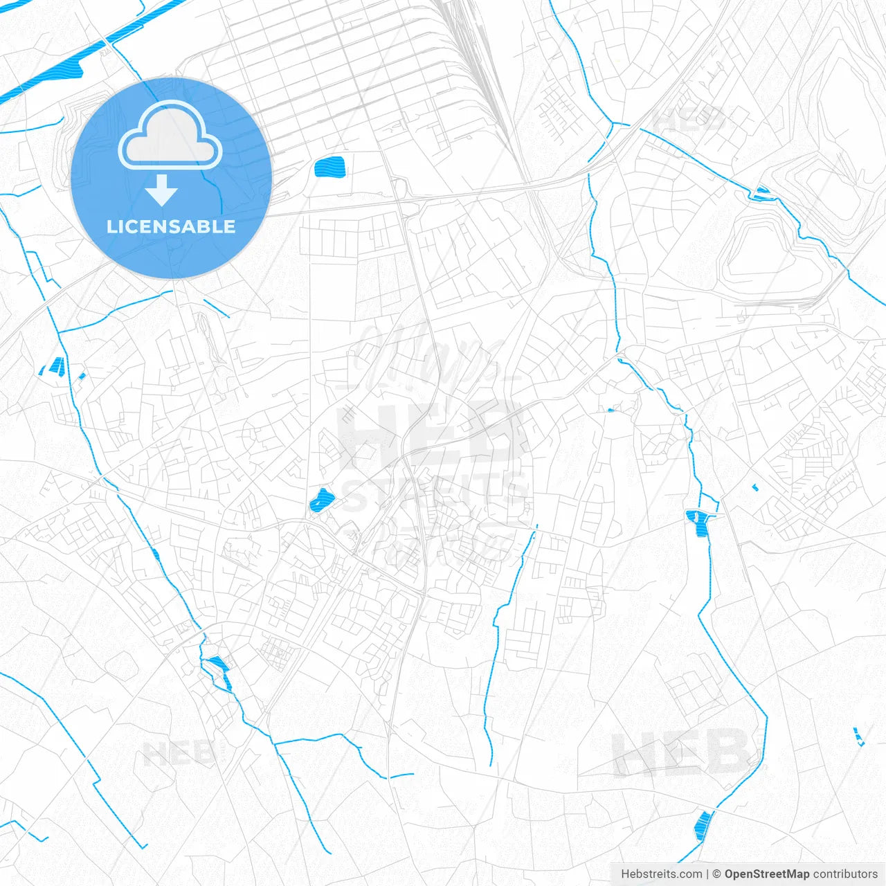 Marl, Germany PDF vector map with water in focus