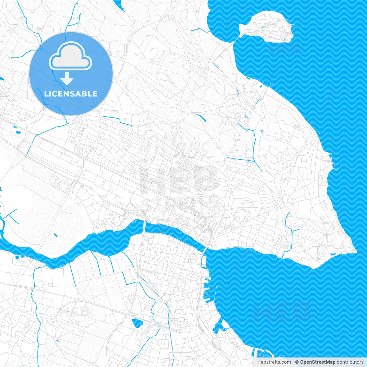 Konstanz, Germany PDF vector map with water in focus