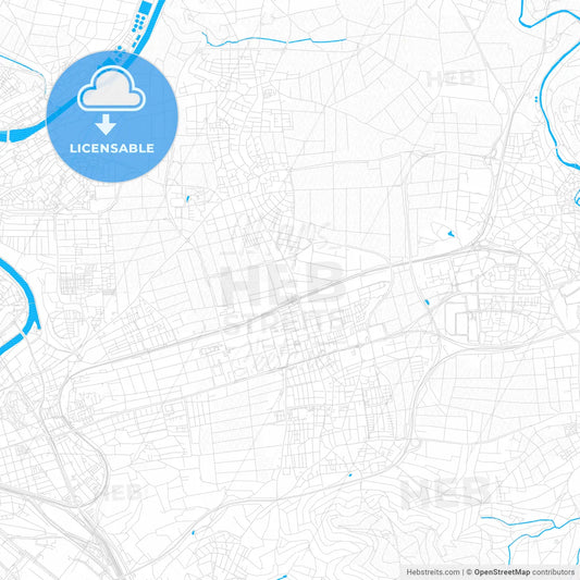 Fellbach, Germany PDF vector map with water in focus