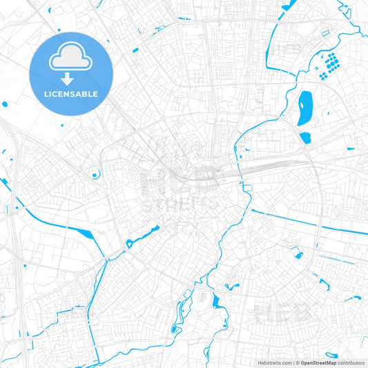 Eindhoven, Netherlands PDF vector map with water in focus