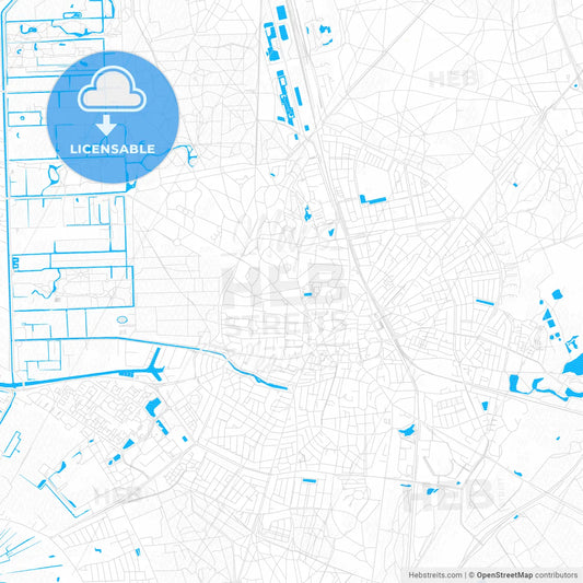 Hilversum, Netherlands PDF vector map with water in focus