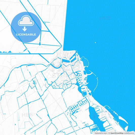 Medemblik, Netherlands PDF vector map with water in focus