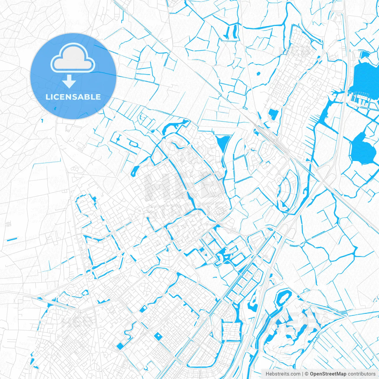 Heemskerk, Netherlands PDF vector map with water in focus