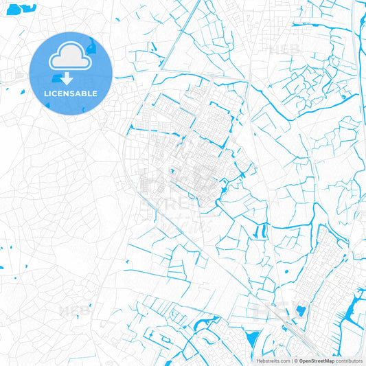Castricum, Netherlands PDF vector map with water in focus