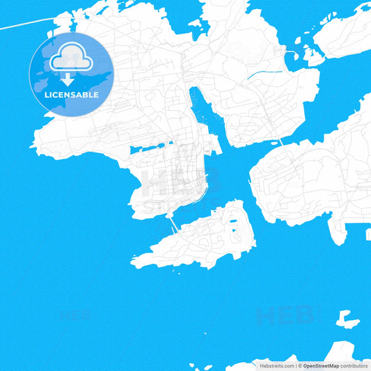 Kristiansund, Norway PDF vector map with water in focus