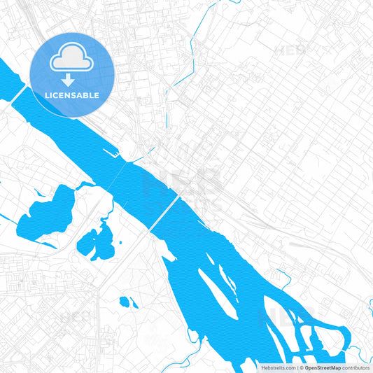 Novosibirsk, Russia PDF vector map with water in focus