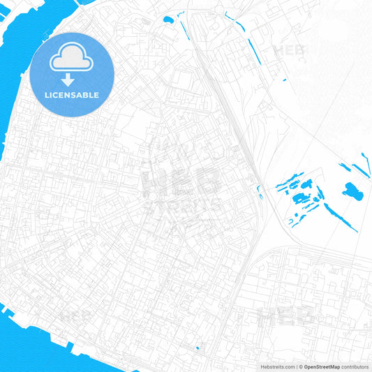 Arkhangelsk, Russia PDF vector map with water in focus