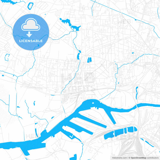 Kaliningrad, Russia PDF vector map with water in focus