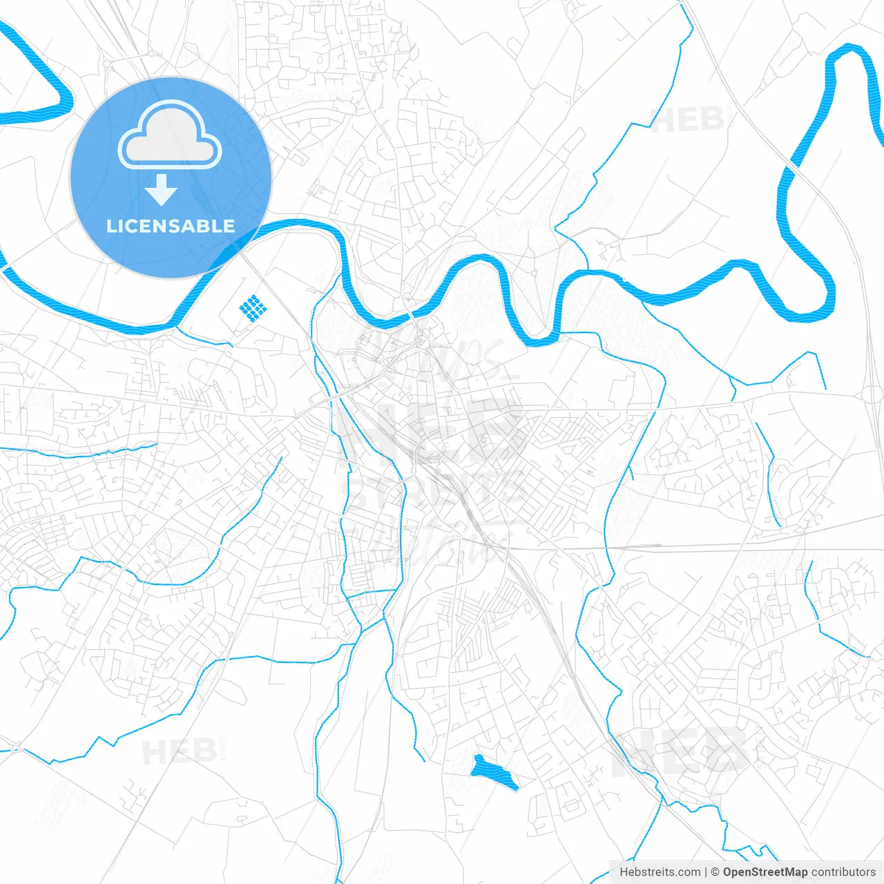 Carlisle, England PDF vector map with water in focus