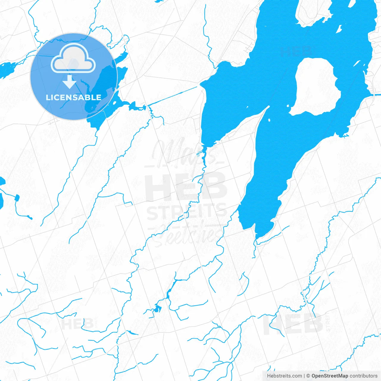 Kawartha Lakes, Canada PDF vector map with water in focus