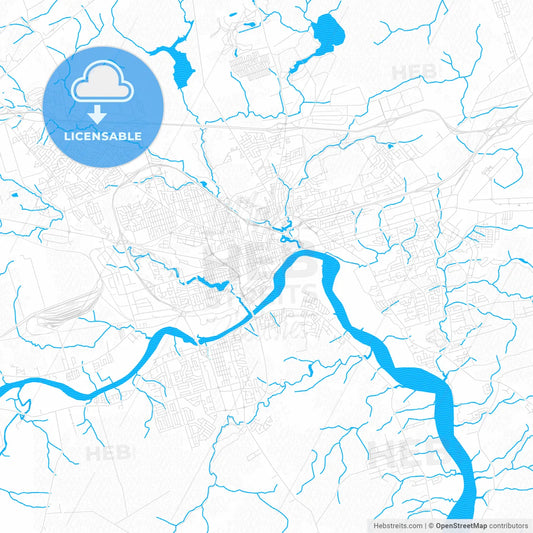 Moncton, Canada PDF vector map with water in focus