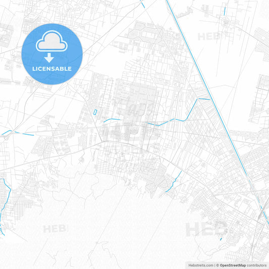 Coacalco de Berriozábal, Mexico PDF vector map with water in focus