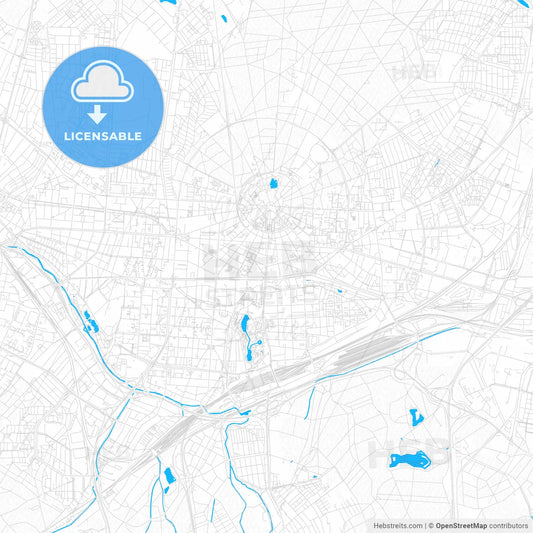 Karlsruhe, Germany PDF vector map with water in focus