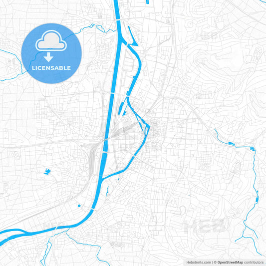 Heilbronn, Germany PDF vector map with water in focus