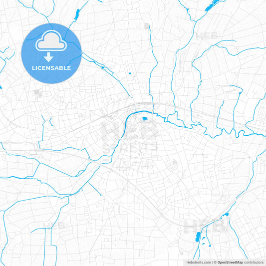 Bunde, Germany PDF vector map with water in focus