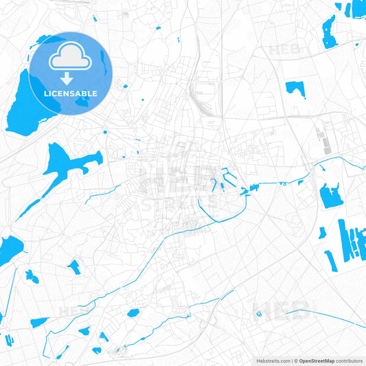 Bruhl, Germany PDF vector map with water in focus