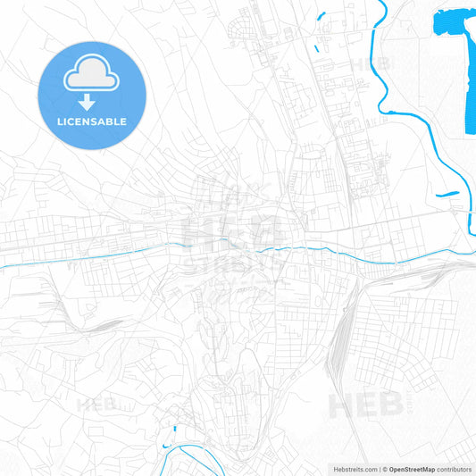 Miskolc, Hungary PDF vector map with water in focus
