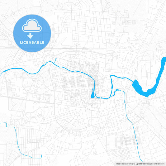 Panevėžys, Lithuania PDF vector map with water in focus