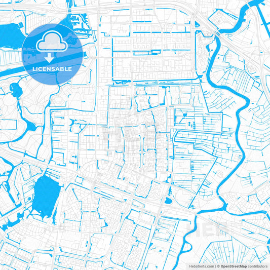 Amstelveen, Netherlands PDF vector map with water in focus