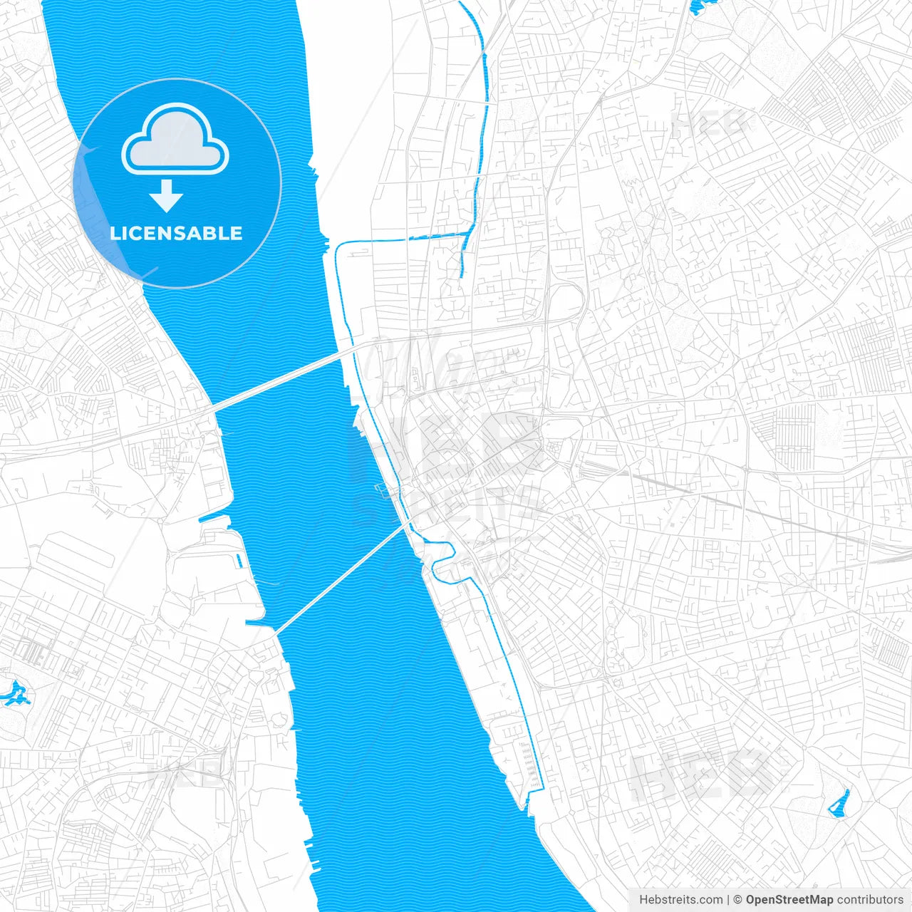 Liverpool, England PDF vector map with water in focus