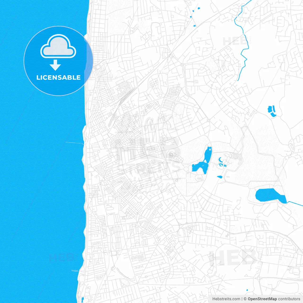 Blackpool, England PDF vector map with water in focus