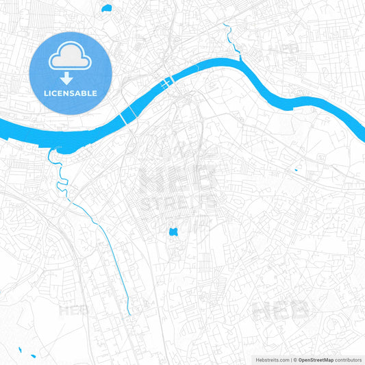 Gateshead, England PDF vector map with water in focus