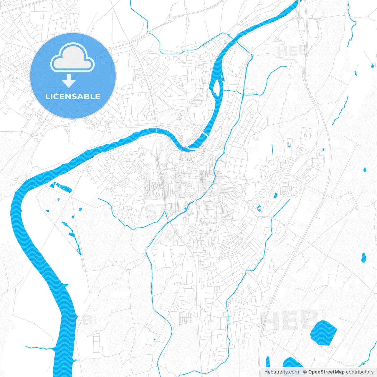 Lancaster, England PDF vector map with water in focus