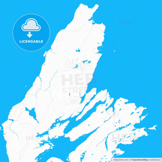 Cape Breton, Canada PDF vector map with water in focus
