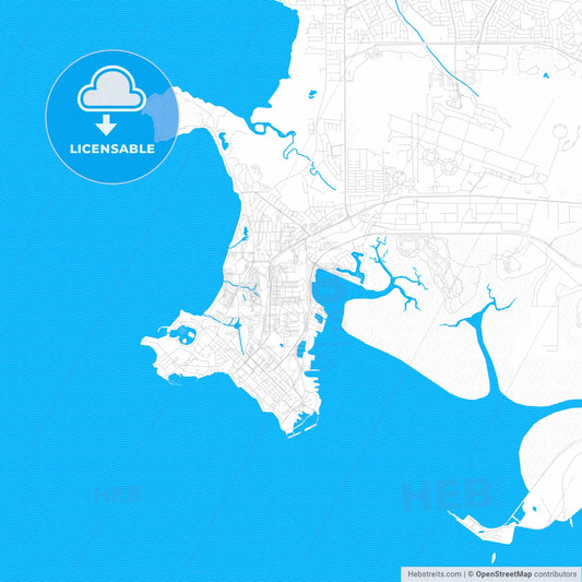 Darwin, Australia PDF vector map with water in focus