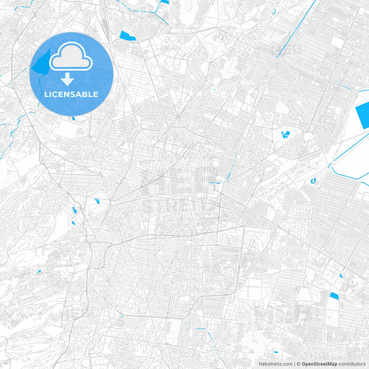 Mexico City, Mexico PDF vector map with water in focus