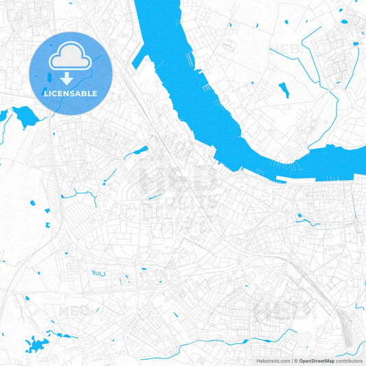 Rostock, Germany PDF vector map with water in focus