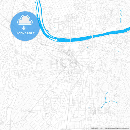 Heidelberg, Germany PDF vector map with water in focus