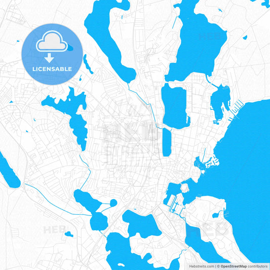 Schwerin, Germany PDF vector map with water in focus