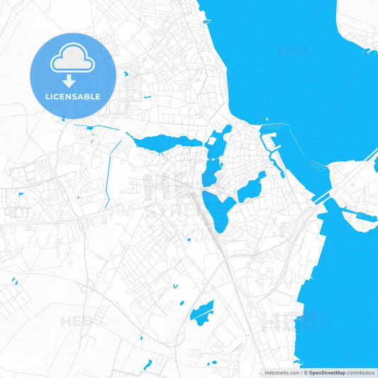 Stralsund, Germany PDF vector map with water in focus