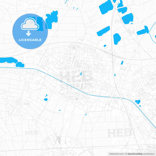 Kaarst, Germany PDF vector map with water in focus