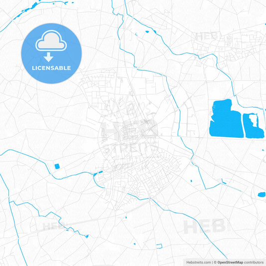 Kempen, Germany PDF vector map with water in focus
