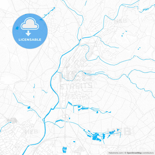 Lohmar, Germany PDF vector map with water in focus