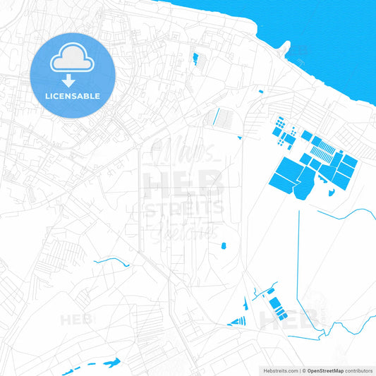 Novocheboksarsk, Russia PDF vector map with water in focus