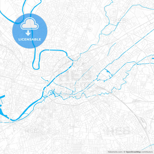Manchester, England PDF vector map with water in focus