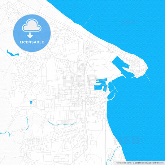 Hartlepool, England PDF vector map with water in focus