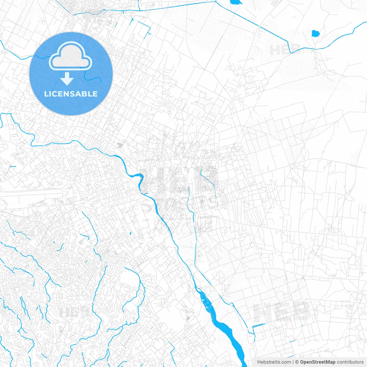 Croix-des-Bouquets, Haiti PDF vector map with water in focus
