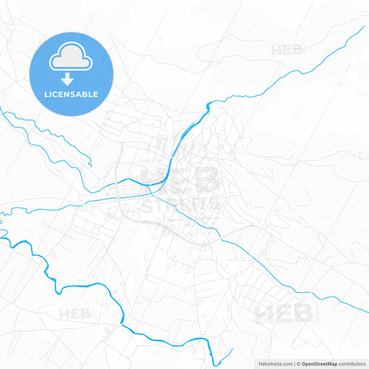 Livno, Bosnia and Herzegovina PDF vector map with water in focus