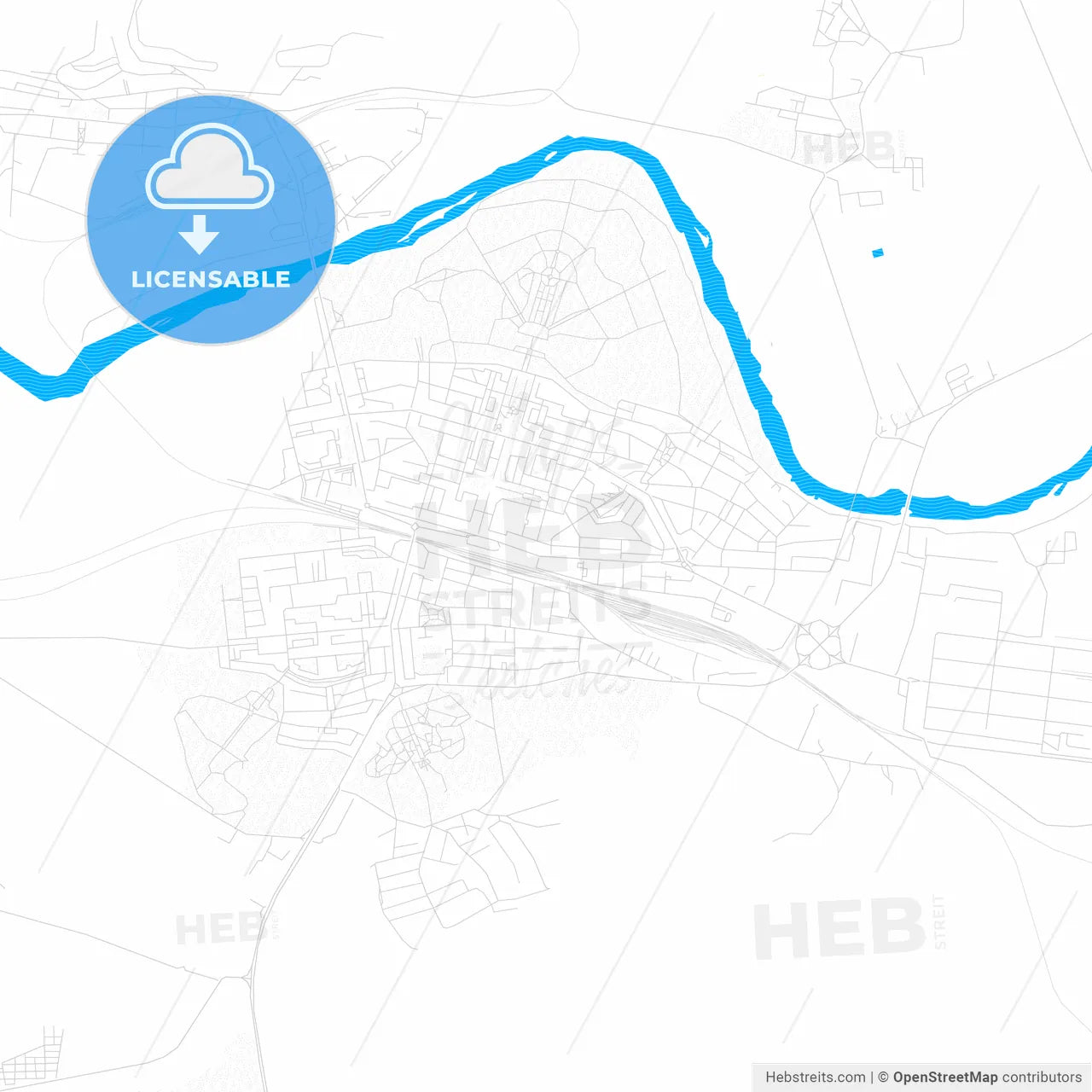 Dimitrovgrad, Bulgaria PDF vector map with water in focus