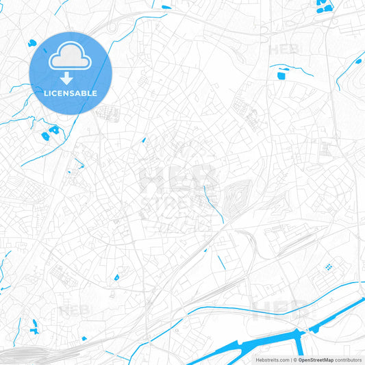 Bottrop, Germany PDF vector map with water in focus