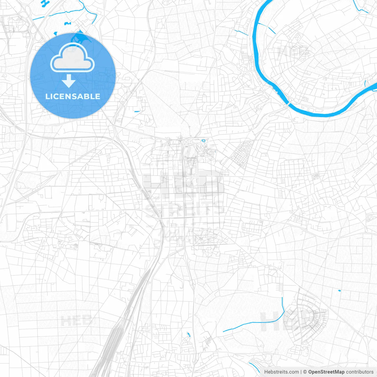 Ludwigsburg, Germany PDF vector map with water in focus